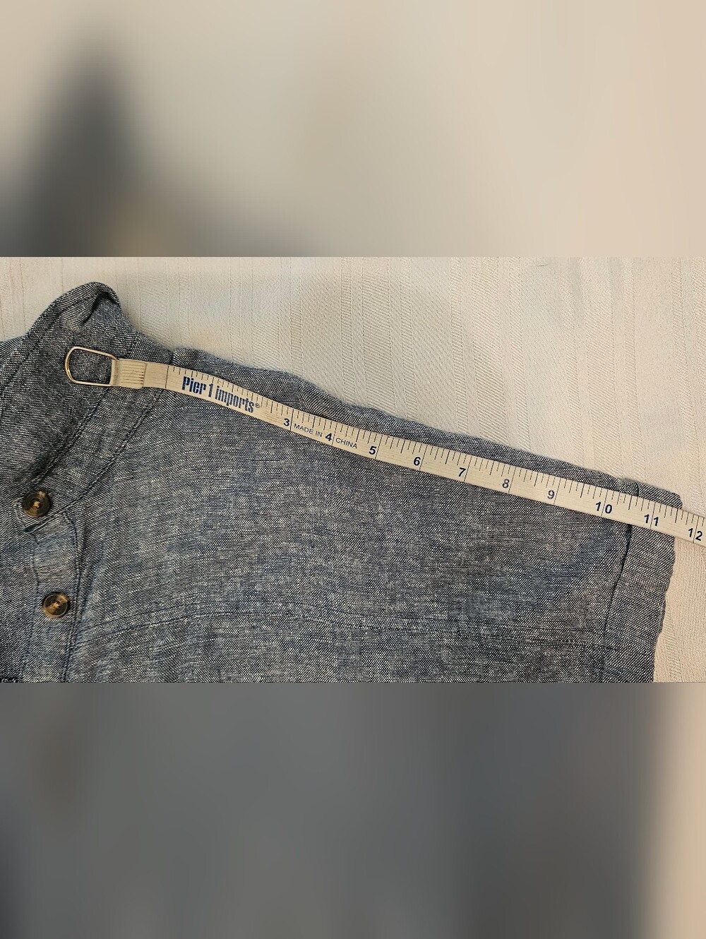 Sonoma Shirt Dress - Blue Linen Rayon Button Pocket Tie Short Sleeve - Size XL - Picture 6 of 10